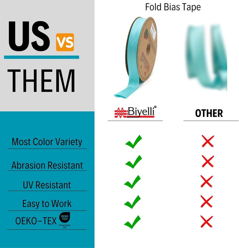 Biyelli Fold Satin Bias Tape - 99+ Colors - 3/4 Inches Wide - 27 Yards - Fold Satin Binding Bias Ribbon Fabric Piping Bias Binding Tape for Sewing Clothing DIY (02. Swan White) BYS02 - Image 4